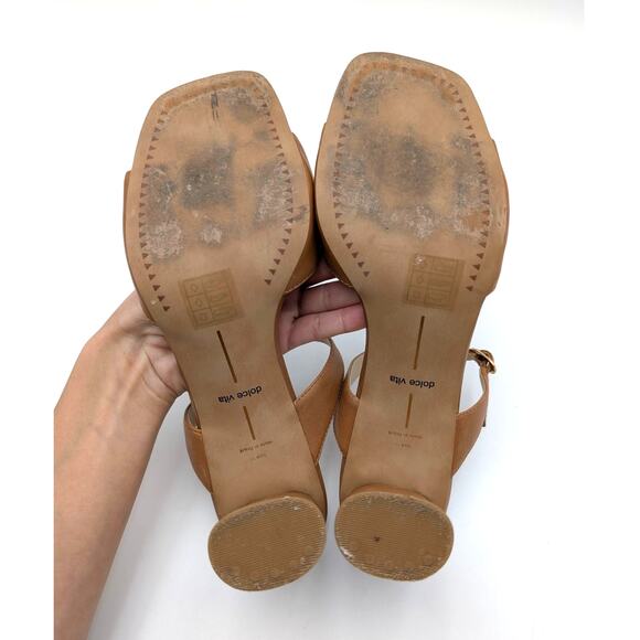 Dolce Vita Nattie Slide Sandal Open Square Toe Women's Tan Size US10 EU41 - Picture 8 of 12